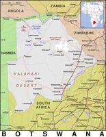 A map of botswana with the location of the capital photo