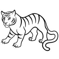 a crouching tiger ready to pounce, its stripes made with bold, sweeping lines, illustration vector