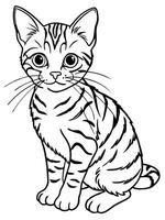 a tabby kitten outline, illustration line art vector