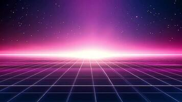 Futuristic grid with bright light in pink and blue, digital abstract background, 3d render, glowing, neon, cosmic, space, wallpaper. video