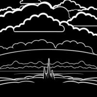 panoramic view of an abstract fog with white cloudiness moving on a black background with copyspace vector