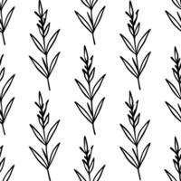 minimalist lavender stems in a repeating pattern, illustration line art vector