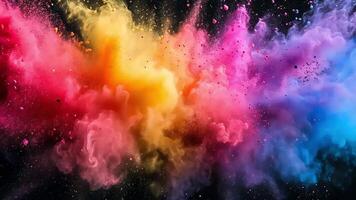 Abstract colorful explosion with vibrant hues of yellow, pink, red, and blue, creating a dynamic and artistic composition. video