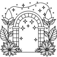 enchanted forest gateway with mystical flowers and lighting fantasy world exploration, vector