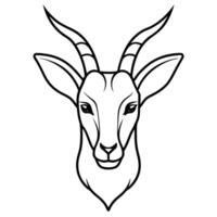 a arabian oryx head with white background, illustration line art vector