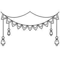 line-drawn toran hanging for door decoration during diwali, illustration line art vector