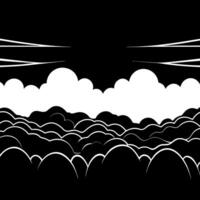 panoramic view of an abstract fog with white cloudiness moving on a black background with copyspace vector