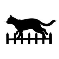 a black silhouette of a cat in mid-air, with its body stretched out and its front paws extended vector