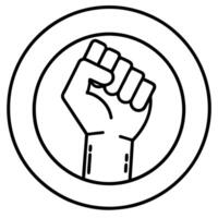 workers rights - a raised fist or handshake, illustration line art vector