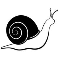a simple snail silhouette with withe background, illustration line art vector