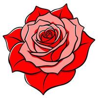 a detailed of a blooming red rose with layered petals and sharp, clean lines, vector