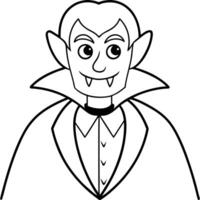 friendly vampire with a cape, fangs, and simple, cartoonish face, illustration line art vector