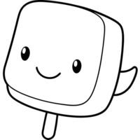 marshmallow coloring pages for kids ages 3-4, simple coloring page cartoon style, black and white vector