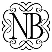 monogram of n b, illustration line art vector