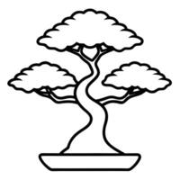 minimalist bonsai tree logo with intricate yet simple strokes, illustration line art vector