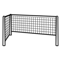 a goalposts with back net , silhouette, black and white background white, vector