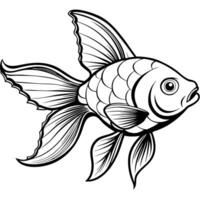 a goldfish silhoutte illustration images with white background, illustration line art vector