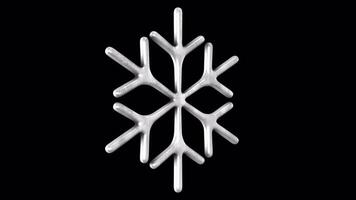 3D Snowflake Rotating on a Transparent Background. Seamless Loop. Cold Ice. 4K video