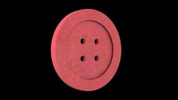 3D Sewing Button Rotating on a Transparent Background. Seamless Loop. 4K video