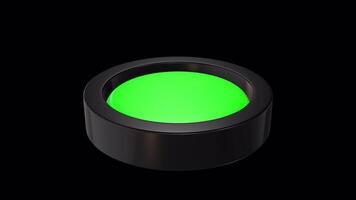 Green Push Button on a Transparent Background. Seamless Loop. Switch 3D. 4K video