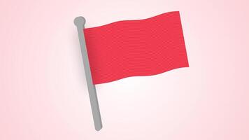 Red Flag Waving on a Light Background. Waving Flag 2D Animation. 4K video