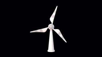 3D Wind Turbine Spinning on a Transparent Background. Seamless Loop. Blades. 4K video