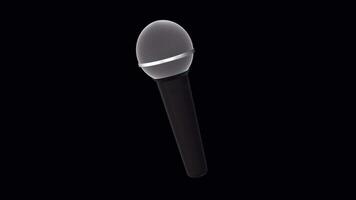 3D Microphone Rotating on a Transparent Background. Seamless Loop. Record. 4K video