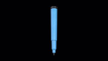 3D Marker Pen Rotating on a Transparent Background. Seamless Loop. 4K video