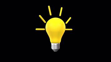 Glowing Idea Bulb Rotating on a Transparent Background. Seamless Loop. 4K video