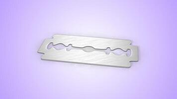 3D Razor Blade on a Light Background. Razor Blade 3D Animation. 4K video