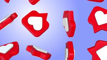 Message Icon with Heart Shape 3D Falling Animation. Love Message. Heart 3D. 4K video