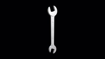 3D Spanne Rotating on a Transparent Background. Wrench 3D Animation. Loop. 4K video