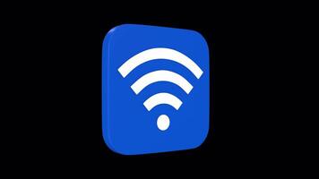 WiFi Symbol 3D Rotating on a Transparent Background. Seamless Loop. Signal. 4K video