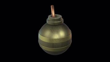 3D Bomb Icon Rotating on a Transparent Background. Seamless Loop. Explosive. 4K video