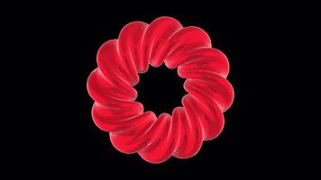 3D Spiral Crystal Glass Rotating on a Transparent Background. Seamless Loop. 4K video