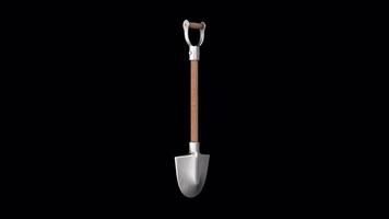 3D Shovel Icon Rotating on a Transparent Background. Seamless Loop. Shovel. 4K video