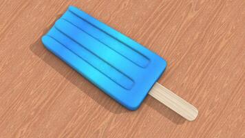 Popsicle on a Wooden Table with Casting Shadows. Icecream. Frozen. 3D Popsicle. 4K video