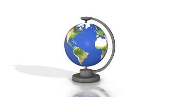 3D Globe Animation Isolated on a White Background. Earth Map 3D. 4K video