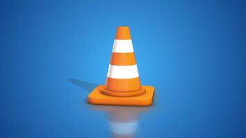 Traffic Cone on a Reflective Floor. Zooming Towards the Camera. Traffic Cone. 4K video