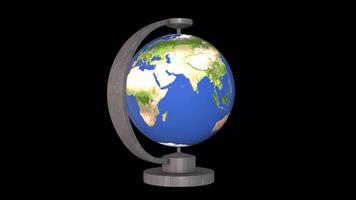 3D Globe Rotating on a Transparent Background. Seamless Loop. Earth Map. 4K video
