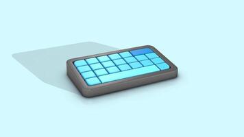 3D Computer Keyboard on a Light Blue Background. Cartoon Style Keyboard Keys. 4K video