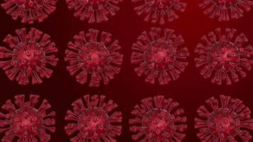 Virus 3D Animation. Virus Falling on a Red Background. Medical Animations. 4K video