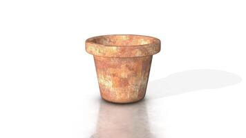 3D Plant Pot on a Reflective Floor Zooming Towards the Camera. Vintage Pot. 4K video