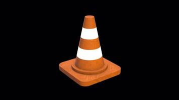 Traffic Cone Rotating on a Transparent Background. Seamless Loop. Cone 3D. 4K video