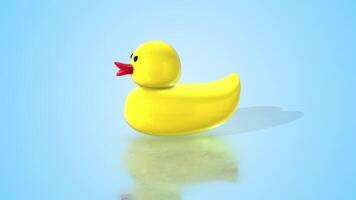 3D Yellow Rubber Duck Moving Towards the Camera. Toy Rubber Duck. 4K video
