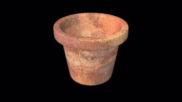 3D Plant Pot Rotating on a Transparent Background. Seamless Loop. Flower Pot. 4K video