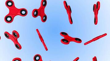3D Fidget Spinner Falling on a Light Blue Background. Rotating Fidget Spinner. 4K video