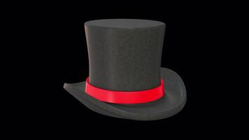 3D Magic Hat Rotating on a Transparent Background. Magician Hat. Loop. Top Hat. 4K video