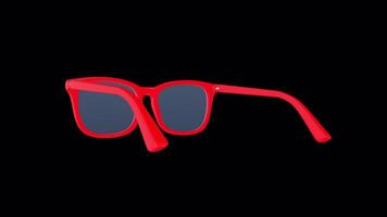 Sunglass on a Transparent Background. Seamless Loop. Eyeglass Animation. 4K video