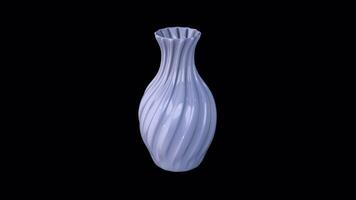 3D Reflective Vase Rotating on a Transparent Background. Seamless Loop. 4K video